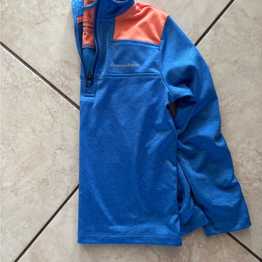 Vineyard Vines Blue Pullover with Orange Detail